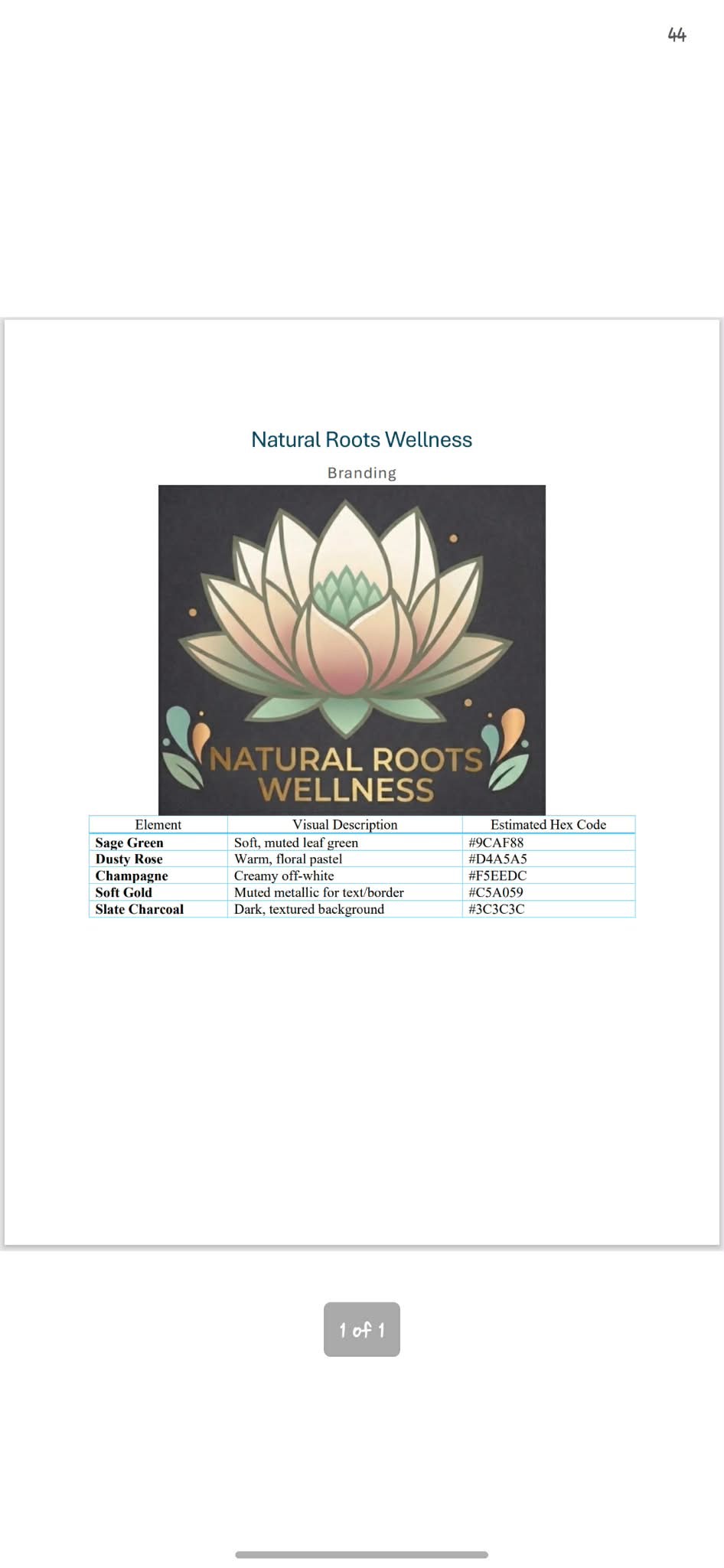 Natural Roots Wellness logo and brand colors