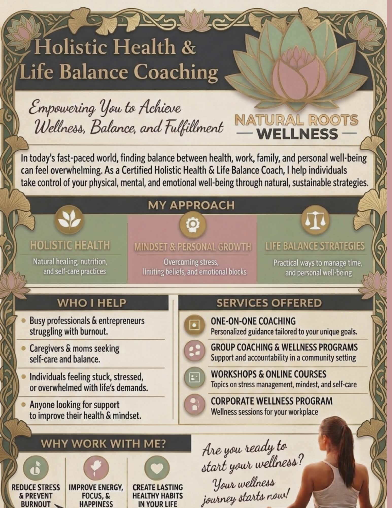 Natural Roots Wellness coaching flyer